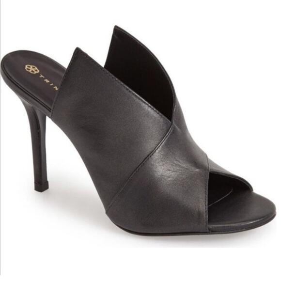 Trina Turk Black Laguna Leather Heel Sz 6.5 - Picture 1 of 15